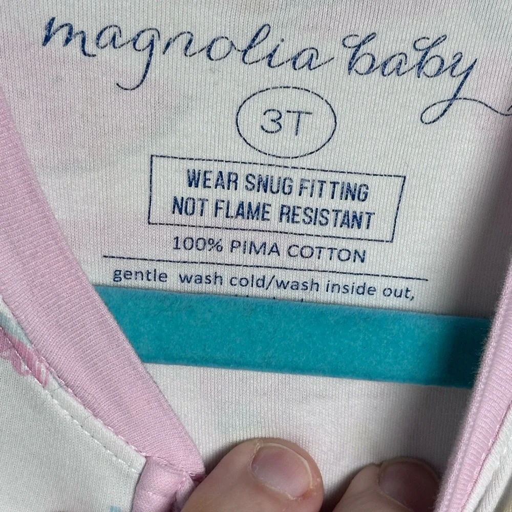Magnolia Baby Zip One Piece Summer Theme‎ Long Sleeve PJ Size 3T Pima Cotton